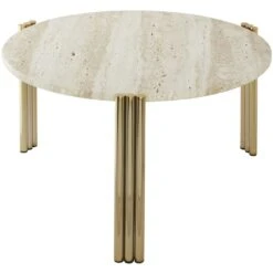 AYTM Tribus Kaffeetisch 60 Cm, Gold / Travertinfarben