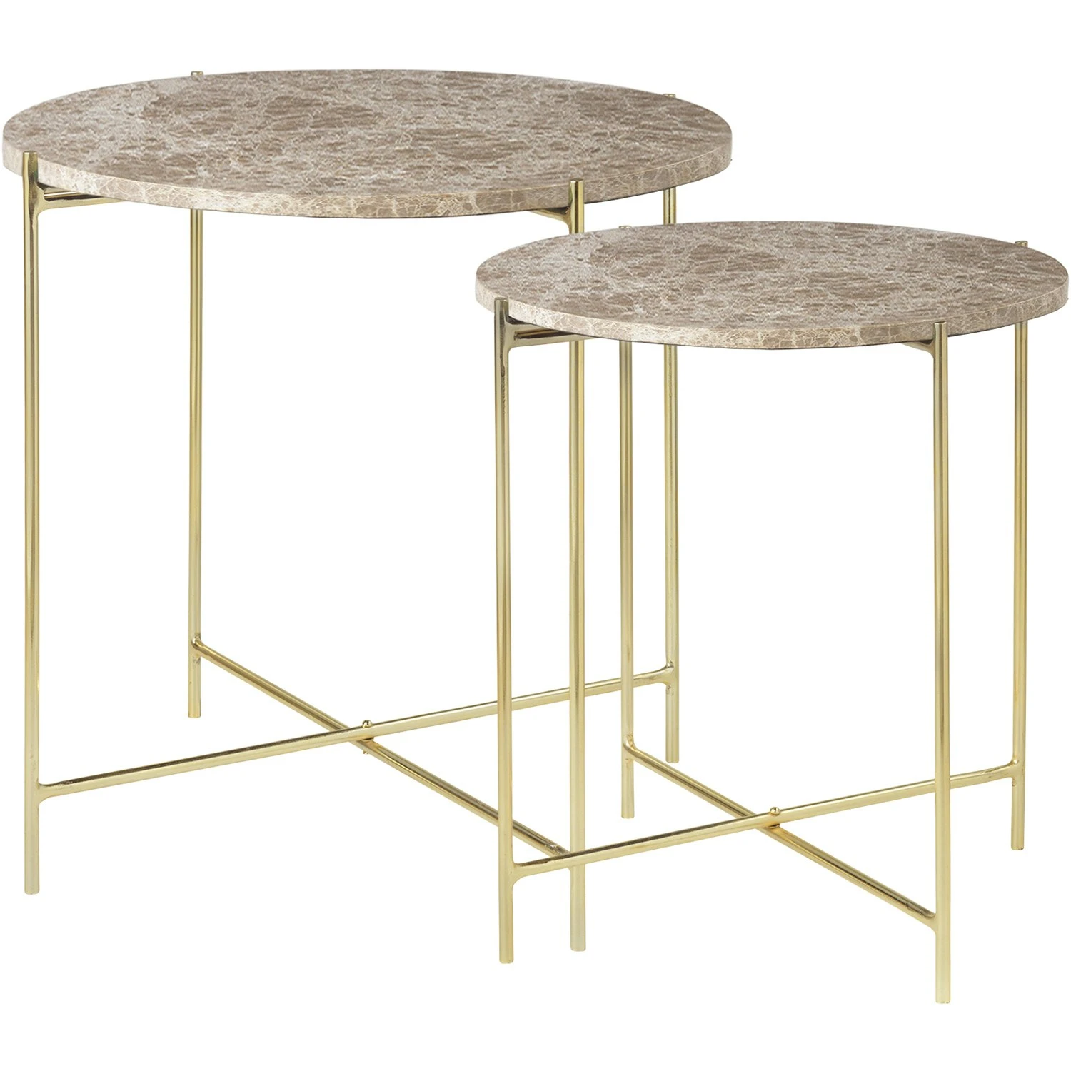 Cozy Living Freja Kaffeetische 2-er Set, Karamell / Messing 1 Cozy Living Freja Kaffeetische 2-er Set, Karamell / Messing