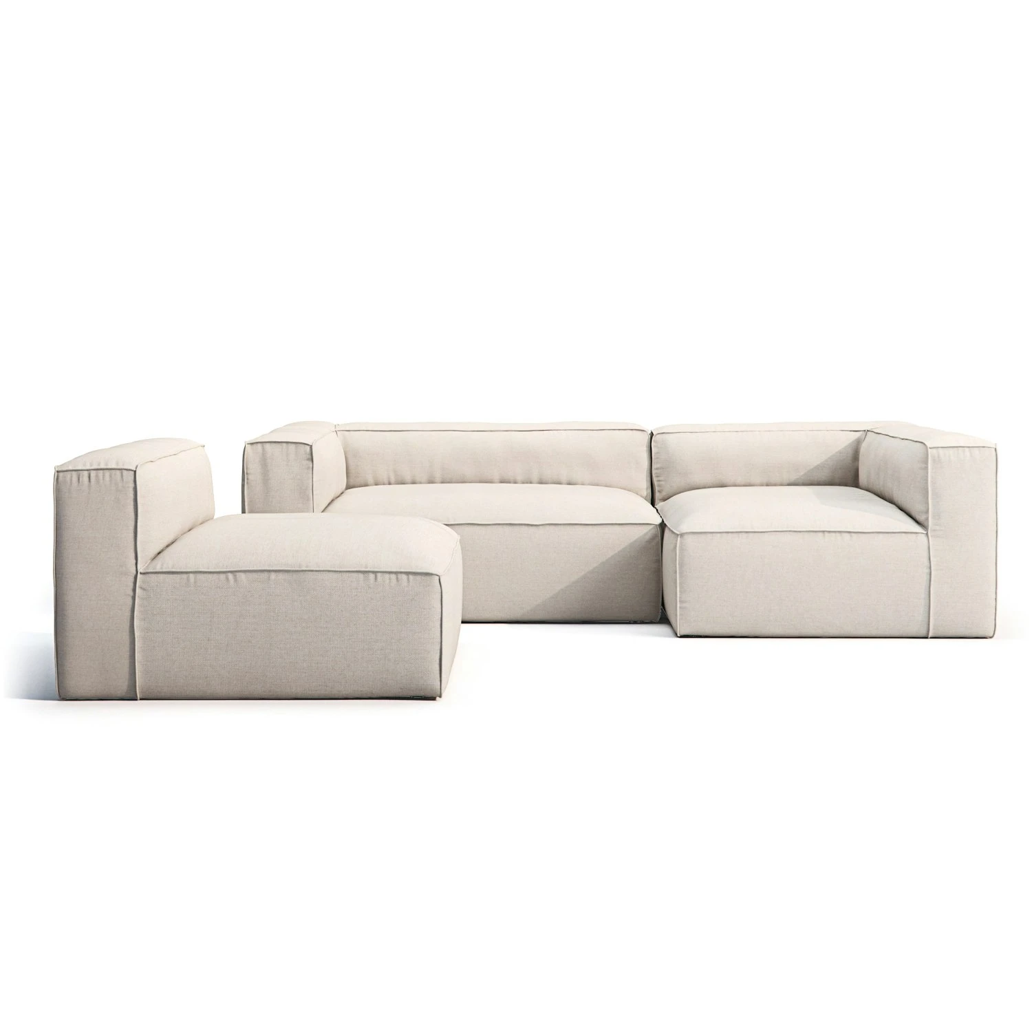 Grand 3-Sitzer-Sofa Liege Rechts Mit Sessel Im Freien Nutzbar, Linen Chalk 1 Grand 3-Sitzer-Sofa Liege Rechts Mit Sessel Im Freien Nutzbar, Linen Chalk