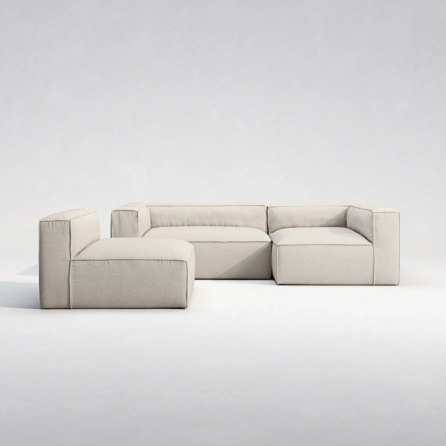 Grand 3-Sitzer-Sofa Liege Rechts Mit Sessel Im Freien Nutzbar, Linen Chalk 2 Grand 3-Sitzer-Sofa Liege Rechts Mit Sessel Im Freien Nutzbar, Linen Chalk – Bild 2