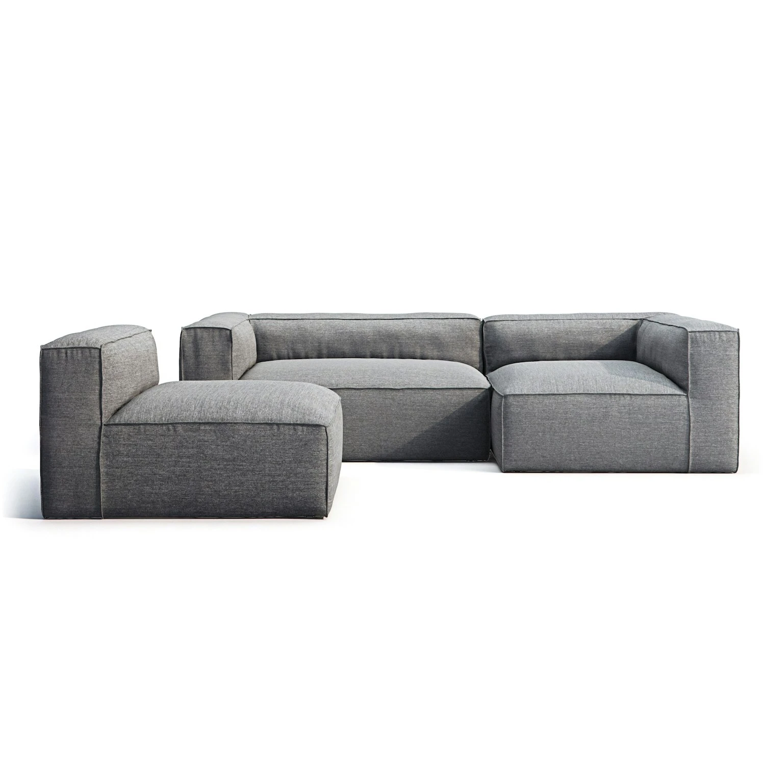 Grand 3-Sitzer-Sofa Liege Rechts Mit Sessel Im Freien Nutzbar, Charchoal Chiné 1 Grand 3-Sitzer-Sofa Liege Rechts Mit Sessel Im Freien Nutzbar, Charchoal Chiné