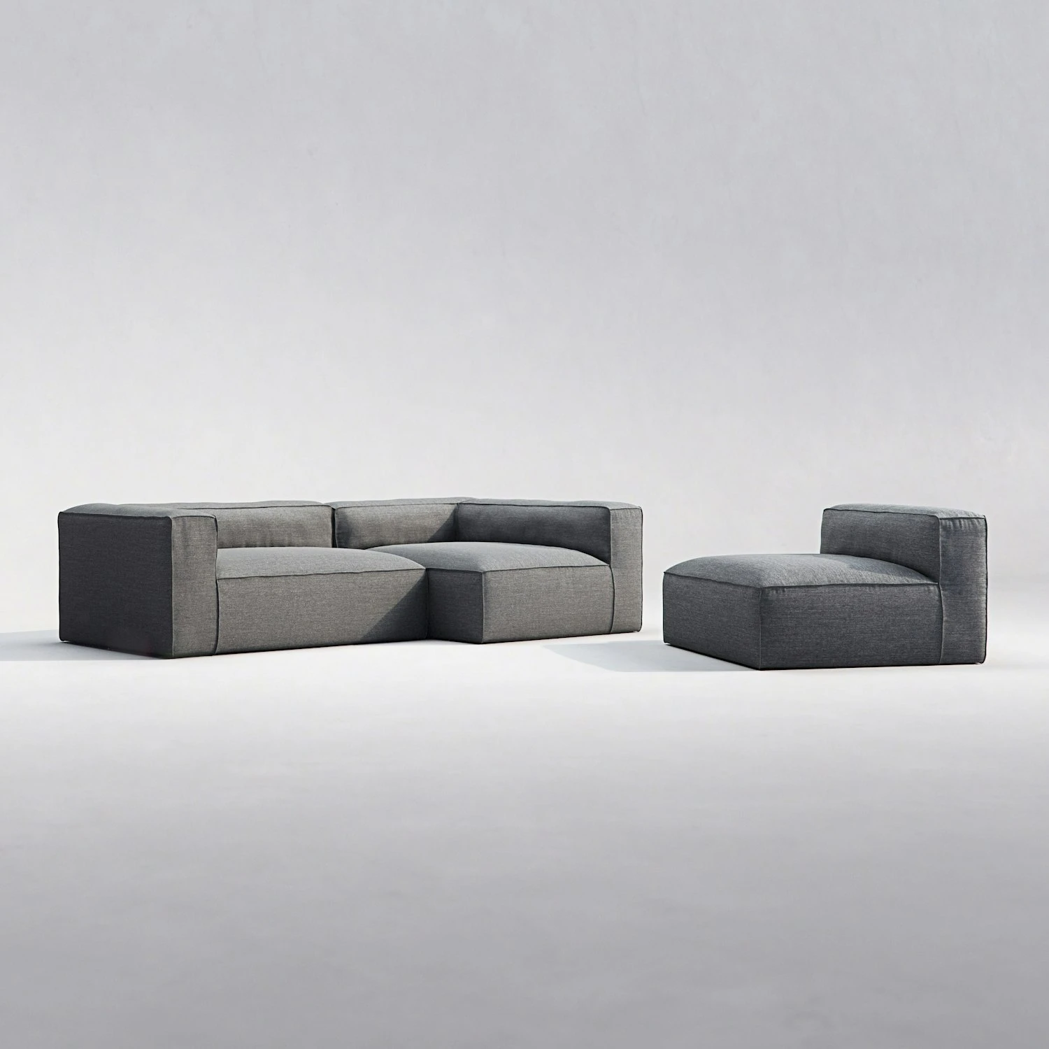 Grand 3-Sitzer-Sofa Liege Rechts Mit Sessel Im Freien Nutzbar, Charchoal Chiné 3 Grand 3-Sitzer-Sofa Liege Rechts Mit Sessel Im Freien Nutzbar, Charchoal Chiné – Bild 3