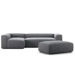 Grand 4-Sitzer-Sofa Liege Links Offenes Endstück Mit Fußhocker, Zinc Grey