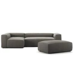 Grand 4-Sitzer-Sofa Liege Links Offenes Endstück Mit Fußhocker, Hunter Brown