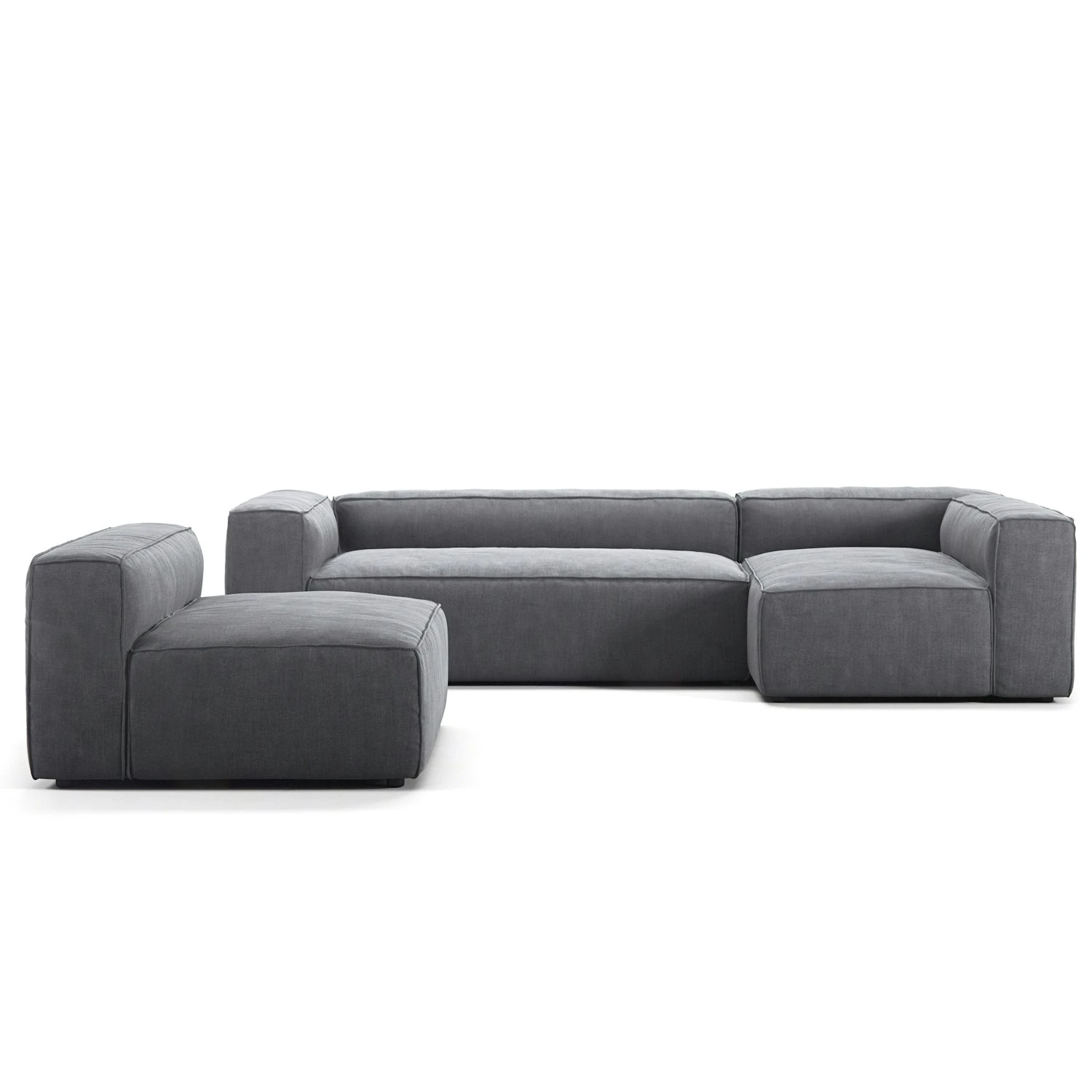 Grand 4-Sitzer-Sofa Liege Rechts Mit Sessel, Zinc Grey 1 Grand 4-Sitzer-Sofa Liege Rechts Mit Sessel, Zinc Grey