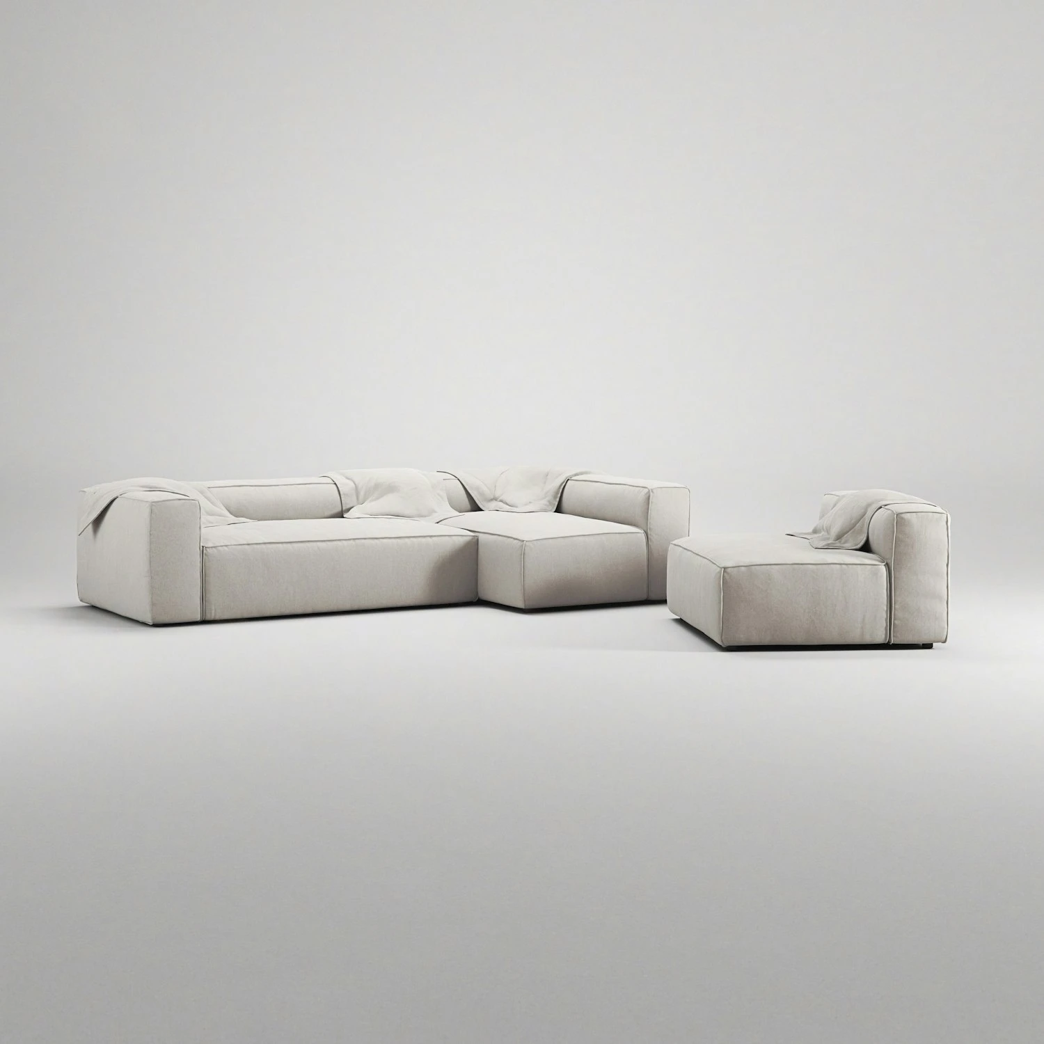 Grand 4-Sitzer-Sofa Liege Rechts Mit Sessel, Moon White 5 Grand 4-Sitzer-Sofa Liege Rechts Mit Sessel, Moon White – Bild 5