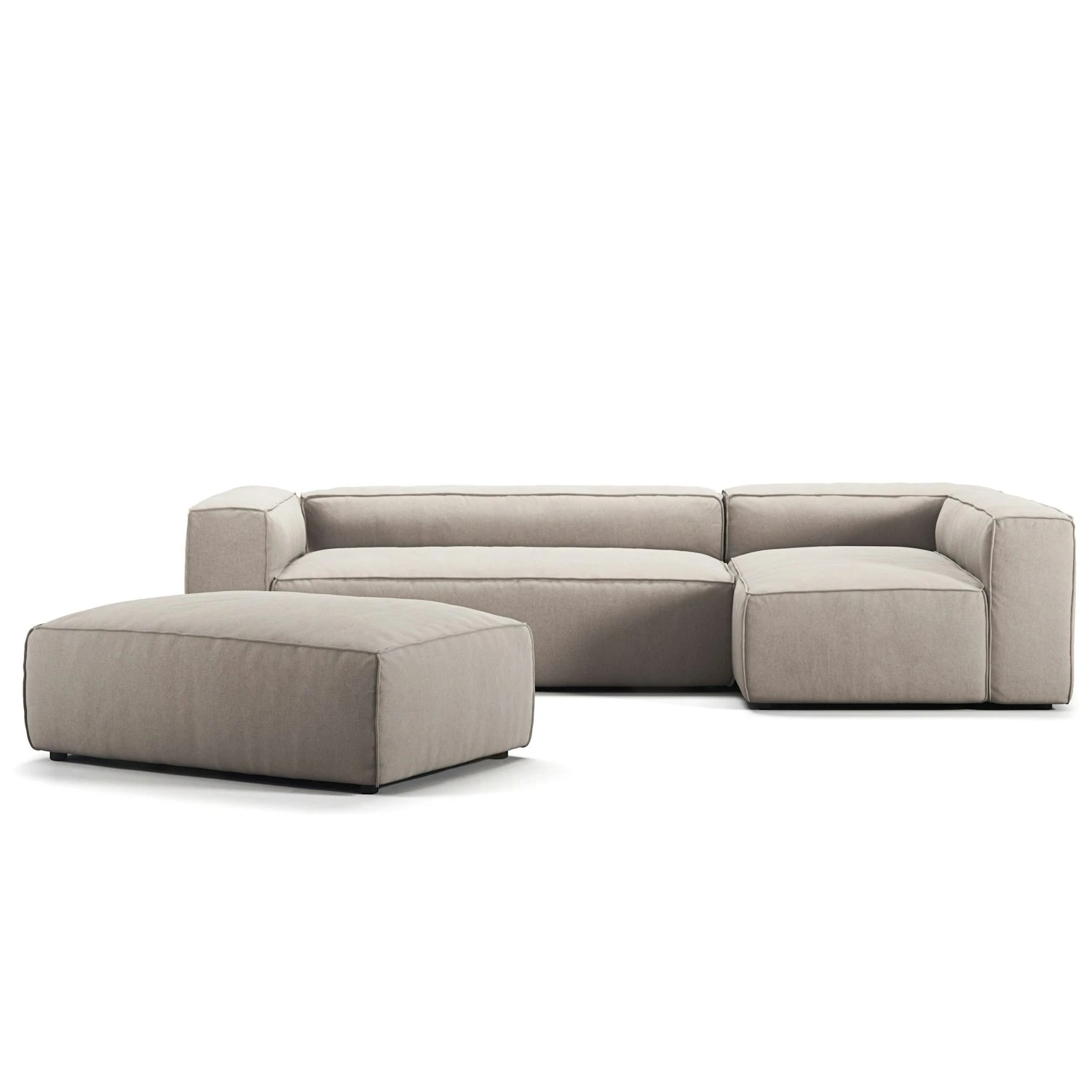 Grand 4-Sitzer-Sofa Liege Rechts Offenes Endstück Mit Fußhocker, Sandshell Beige 1 Grand 4-Sitzer-Sofa Liege Rechts Offenes Endstück Mit Fußhocker, Sandshell Beige
