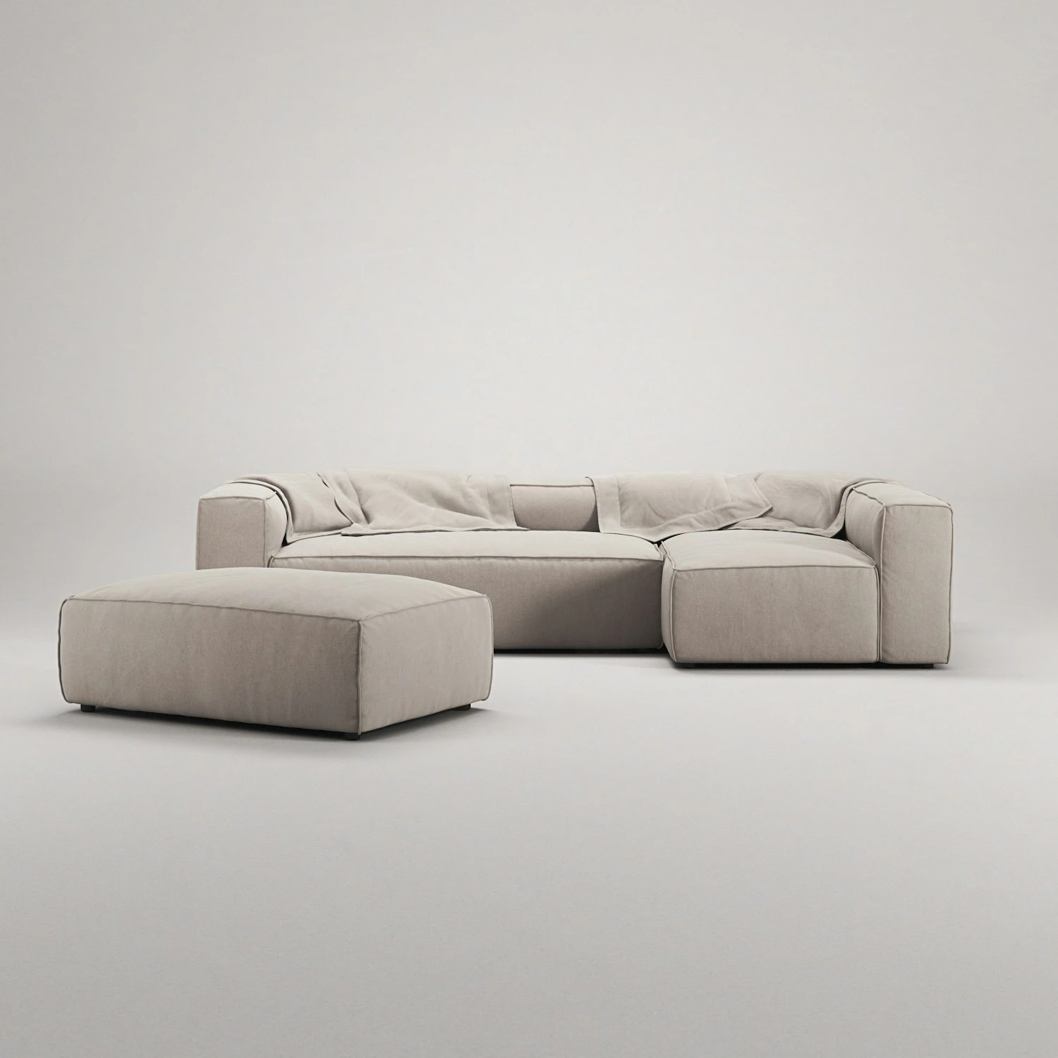 Grand 4-Sitzer-Sofa Liege Rechts Offenes Endstück Mit Fußhocker, Sandshell Beige 6 Grand 4-Sitzer-Sofa Liege Rechts Offenes Endstück Mit Fußhocker, Sandshell Beige – Bild 6