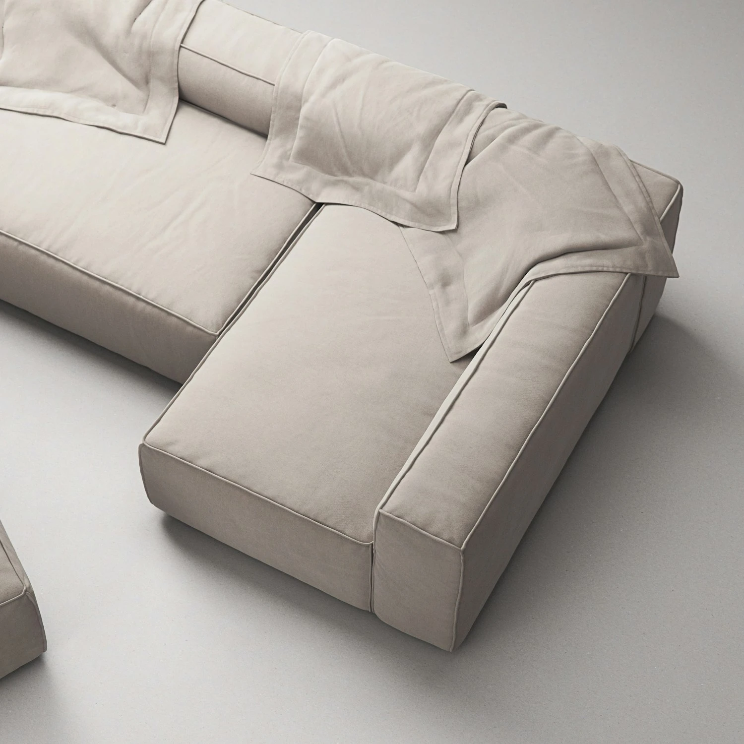 Grand 4-Sitzer-Sofa Liege Rechts Offenes Endstück Mit Fußhocker, Sandshell Beige 3 Grand 4-Sitzer-Sofa Liege Rechts Offenes Endstück Mit Fußhocker, Sandshell Beige – Bild 3