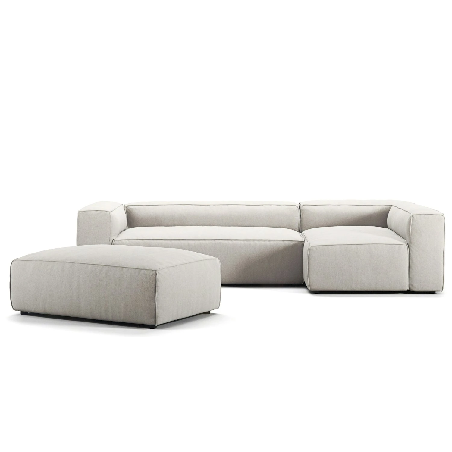 Grand 4-Sitzer-Sofa Liege Rechts Offenes Endstück Mit Fußhocker, Moon White 1 Grand 4-Sitzer-Sofa Liege Rechts Offenes Endstück Mit Fußhocker, Moon White