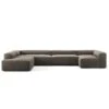 Grand 5 Seater Sofa, Open End Left Divan Right, Mole Brown