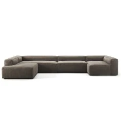 Grand 5 Seater Sofa, Open End Left Divan Right, Mole Brown