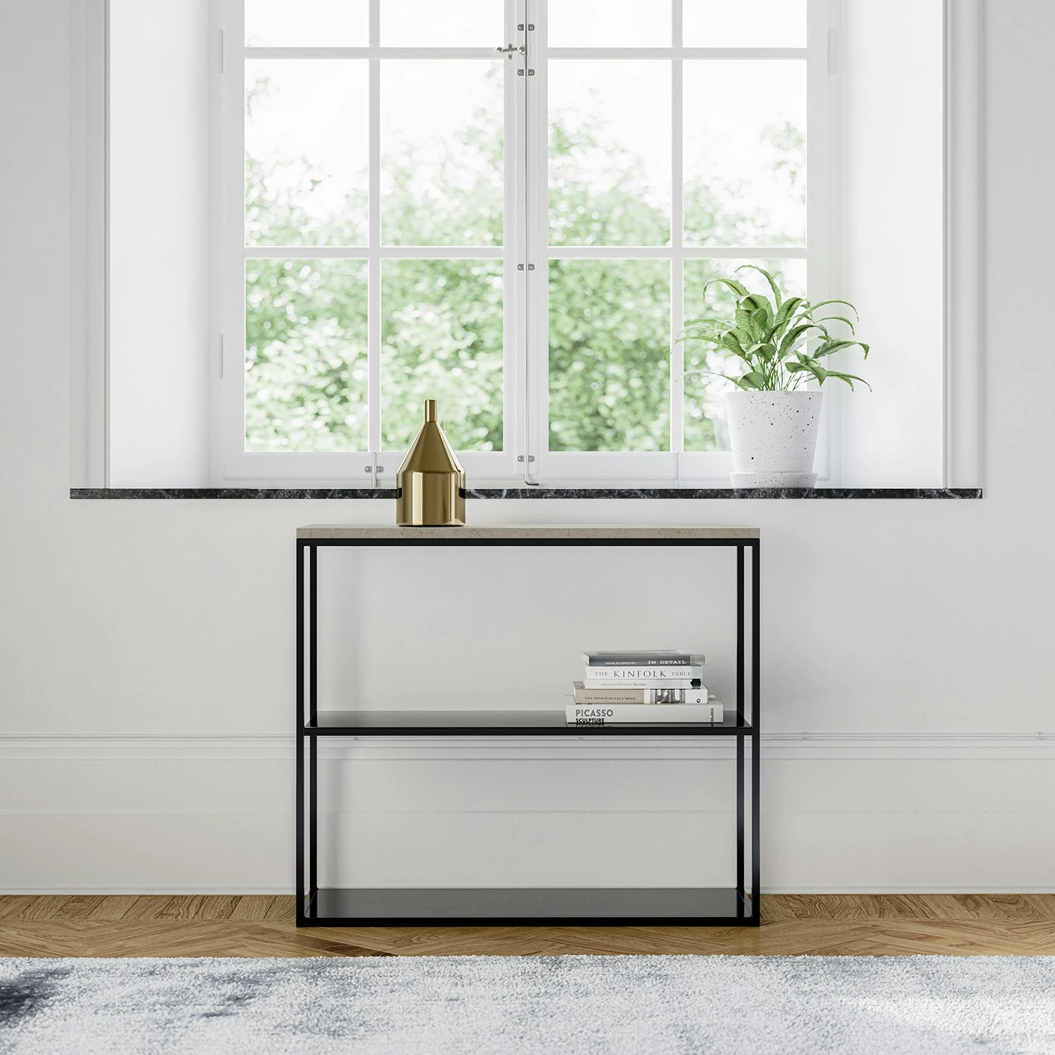 Marvelous Sideboard 90x75 Cm, Jura-Kalkstein / Schwarz 2 Marvelous Sideboard 90x75 Cm, Jura-Kalkstein / Schwarz – Bild 2