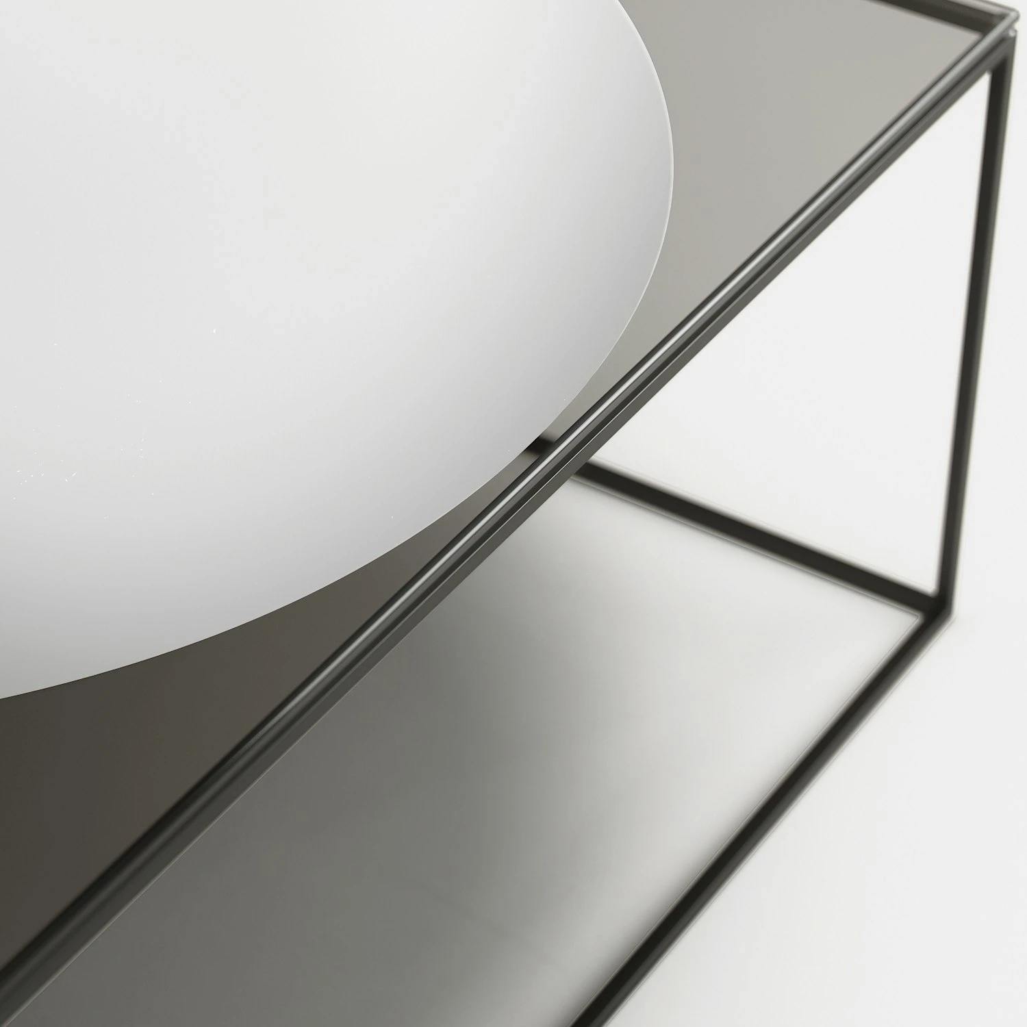 Observe Kaffeetisch 89x89 Cm, In Rauchfarbenem Glas / Eingefügt Spiegel 3 Observe Kaffeetisch 89x89 Cm, In Rauchfarbenem Glas / Eingefügt Spiegel – Bild 3