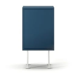 Vogue Nachttisch, Blau / Weiß