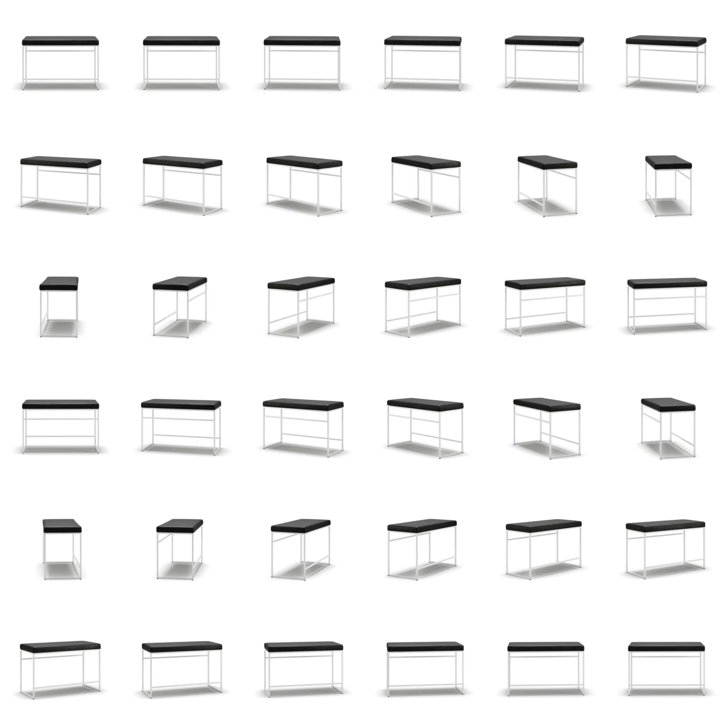 Bank, Weiß / Schwarz Leder 6 Bank, Weiß / Schwarz Leder – Bild 6