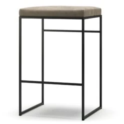 Barhocker Ohne Rückenlehne 67 Cm, Schwarz / Taupe Samt