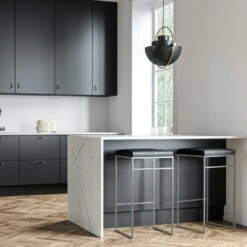 Barhocker Ohne Rückenlehne 77 Cm, Grau / Schwarz Leder -Gubi || Hay || &Tradition Verkäufe department barhocker ohne ruckenlehne schwarz 124