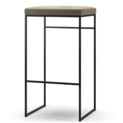 Barhocker Ohne Rückenlehne 77 Cm, Schwarz / Taupe Samt