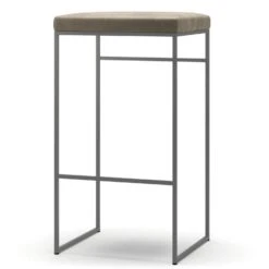 Barhocker Ohne Rückenlehne 77 Cm, Grau / Taupe Samt