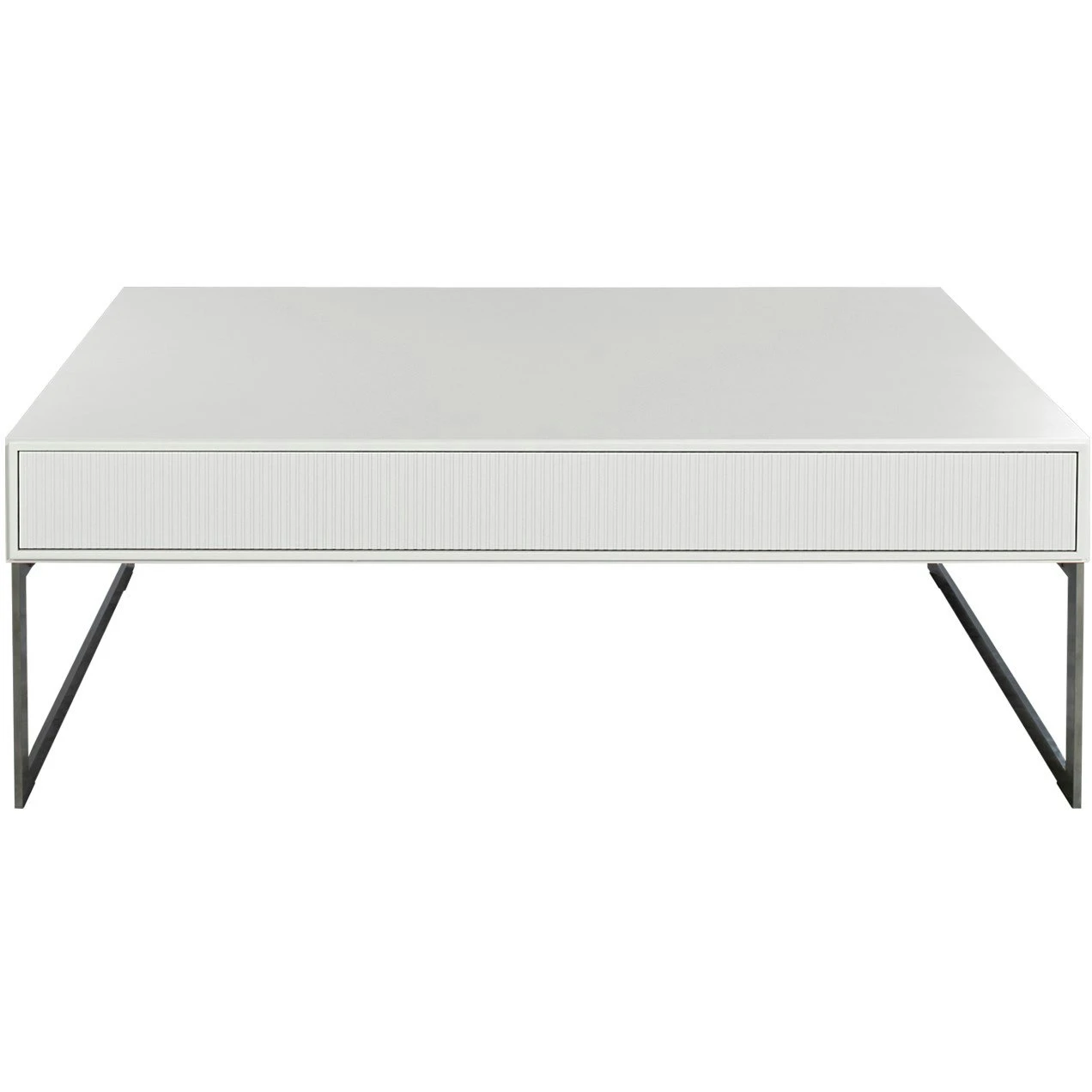 Line Rectangular Kaffeetisch, Weiß / Chrome 1 Line Rectangular Kaffeetisch, Weiß / Chrome