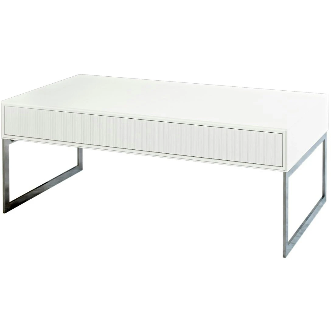 Line Rectangular Kaffeetisch, Weiß / Chrome 2 Line Rectangular Kaffeetisch, Weiß / Chrome – Bild 2