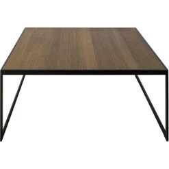 Square Kaffeetisch, 102x102 Cm, Schwarz/Burned Walnut