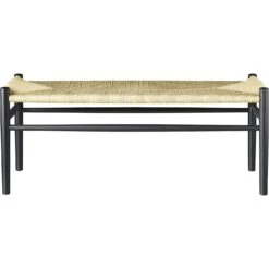 J83B Bench, Black Painted / Seat Natural