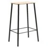 Frama Adam Stool Hocker H65cm, Mattschwarz/Naturledersitz