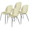 Gubi Beetle Dining Chair Unupholstered, Conic Base Black, Set Of 4, Pastel Green