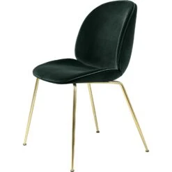 Gubi Beetle Stuhl Brass / Velvet, Dark Green