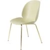 Gubi Beetle Dining Chair Un-upholstered, Conic Base Brass, Pastel Green