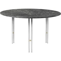 Gubi IOI Kaffeetisch Chrom / Messing / Grau Marmor, Ø70 Cm