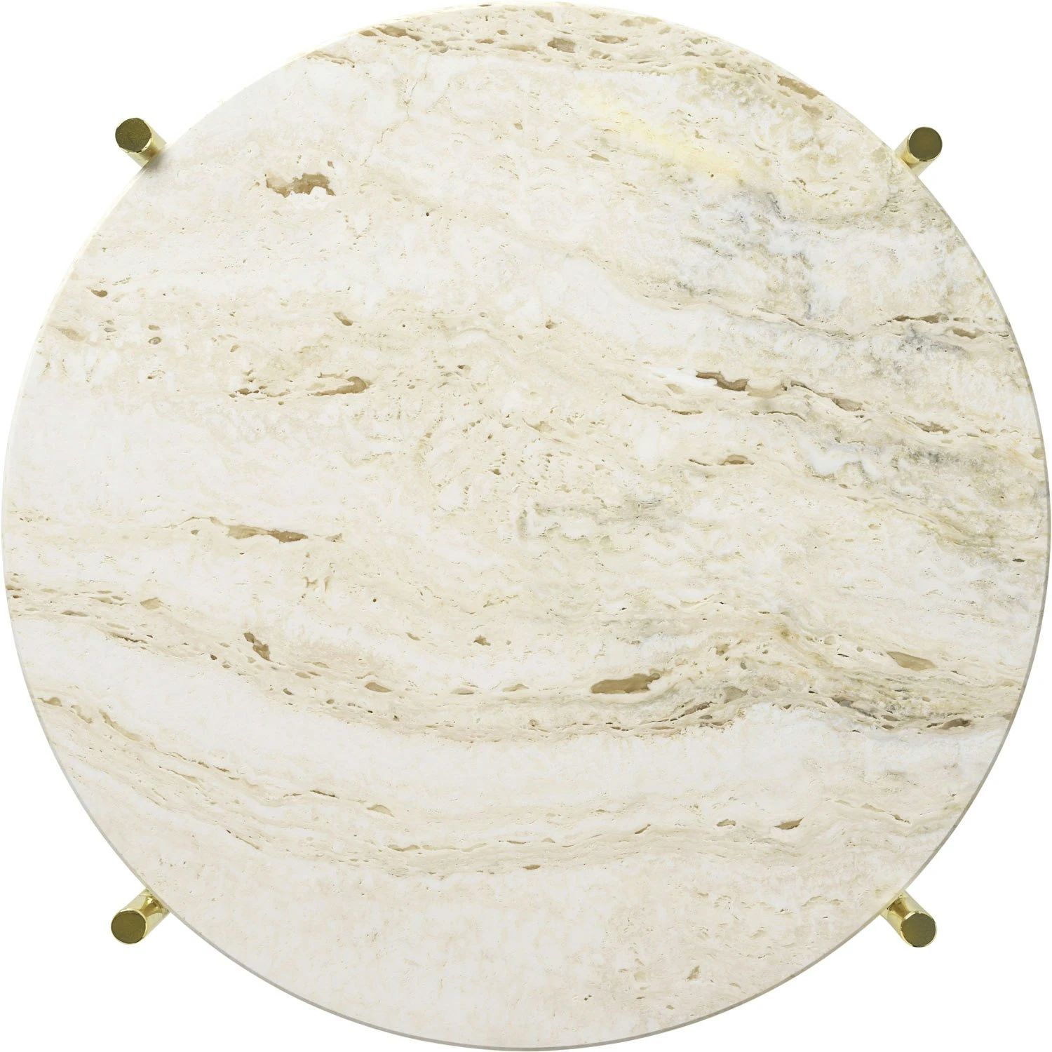 Gubi TS Beistelltisch Ø40 Cm, Messing / Weiß Travertin 2 Gubi TS Beistelltisch Ø40 Cm, Messing / Weiß Travertin – Bild 2