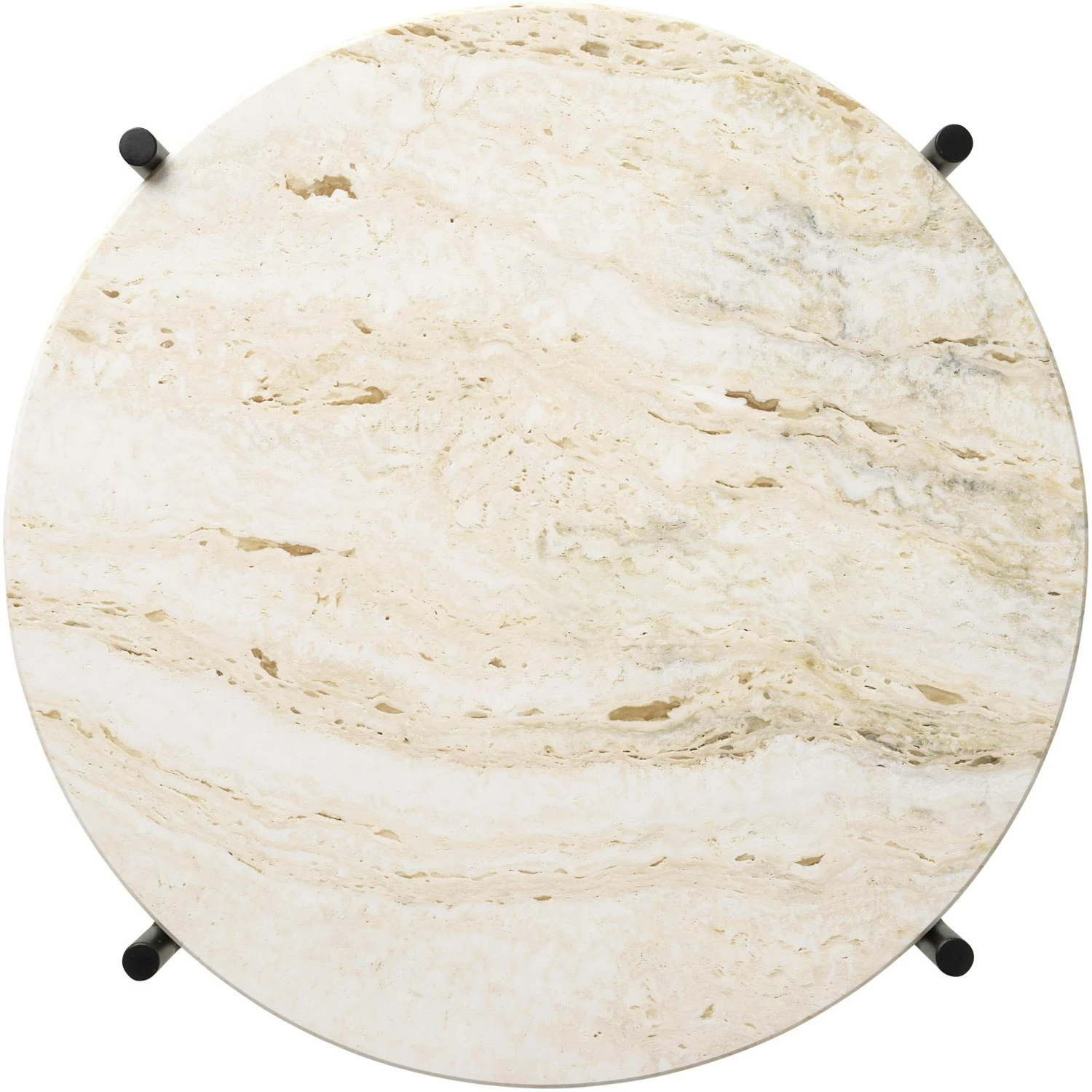 Gubi TS Beistelltisch Ø40 Cm, Schwarz / Weiß Travertin 2 Gubi TS Beistelltisch Ø40 Cm, Schwarz / Weiß Travertin – Bild 2