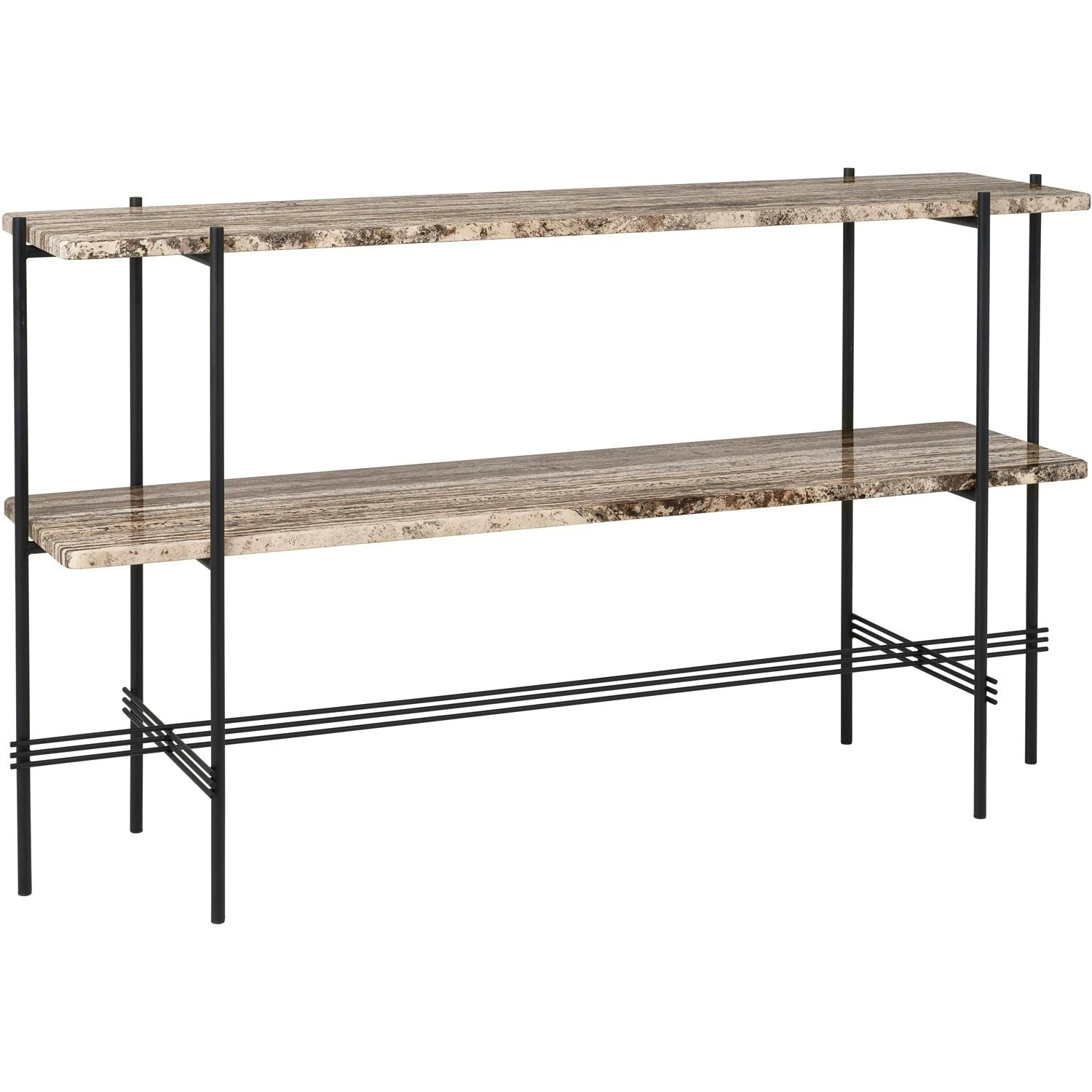 Gubi TS Console Tisch 120x30x72, 2 Racks Schwarz / Weiß Travertin 4 Gubi TS Console Tisch 120x30x72, 2 Racks Schwarz / Weiß Travertin – Bild 4
