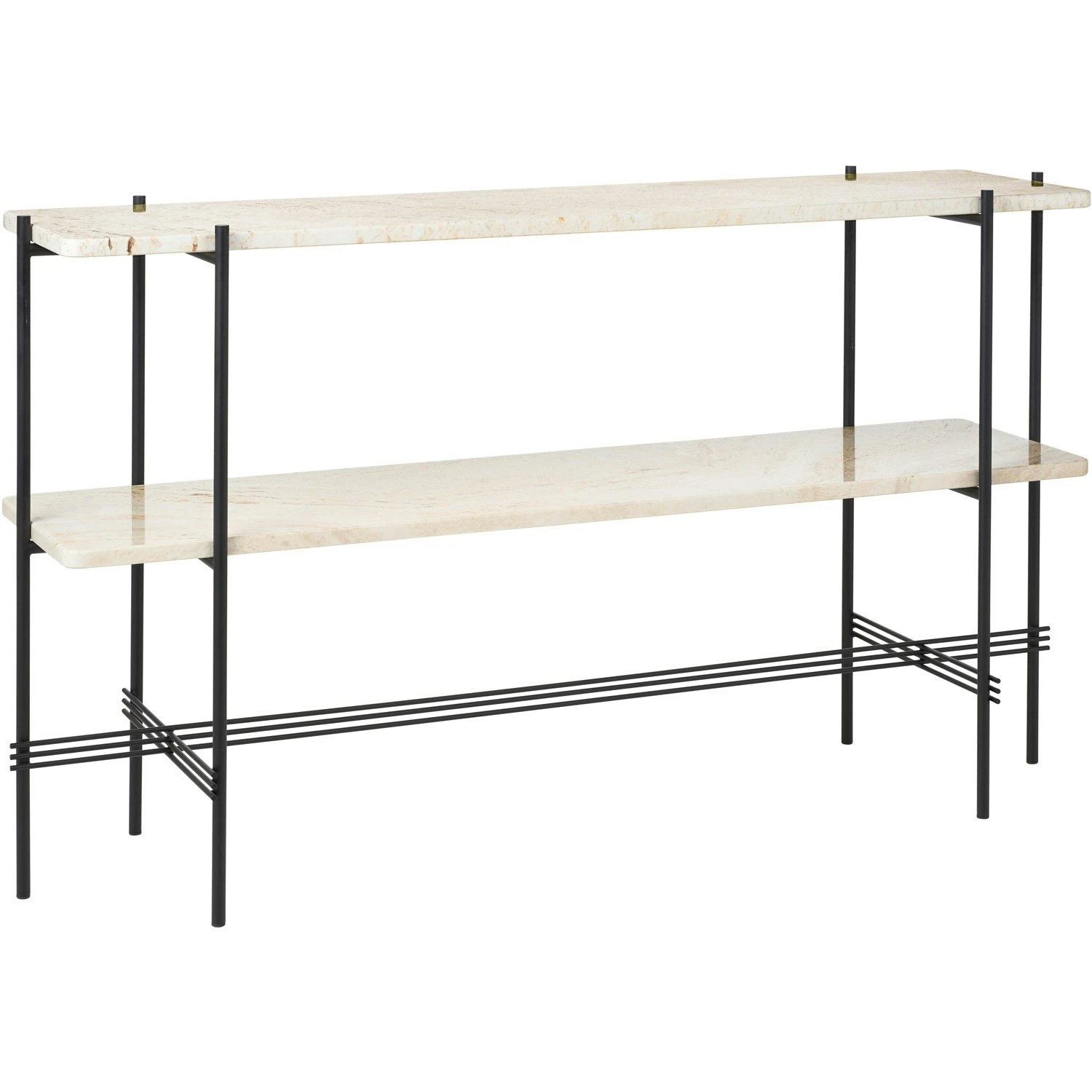 Gubi TS Console Tisch 120x30x72, 2 Racks Schwarz / Weiß Travertin 2 Gubi TS Console Tisch 120x30x72, 2 Racks Schwarz / Weiß Travertin – Bild 2