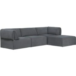 Gubi Wonder 3-Sitz-Sofa/ Chaise Longue, Hot Madison 1294/096 FC