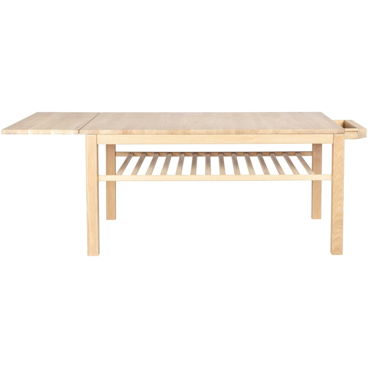 Klassik 4C Kaffeetisch Mit Klappe & Schublade, 75x110 Cm, Weiß Geölt Eiche 2 Klassik 4C Kaffeetisch Mit Klappe & Schublade, 75x110 Cm, Weiß Geölt Eiche – Bild 2