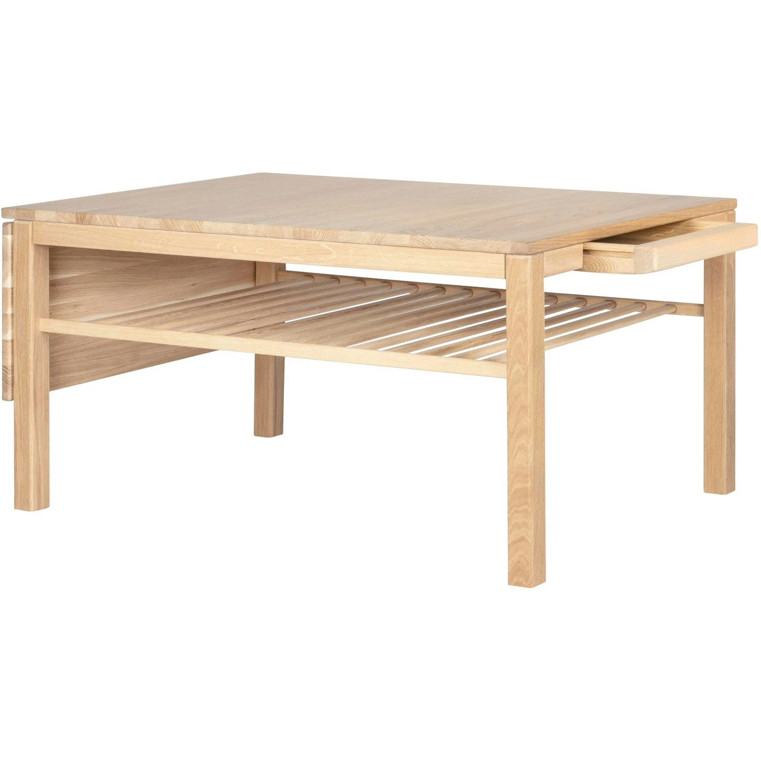 Klassik 4C Kaffeetisch Mit Klappe & Schublade, 75x110 Cm, Weiß Geölt Eiche 3 Klassik 4C Kaffeetisch Mit Klappe & Schublade, 75x110 Cm, Weiß Geölt Eiche – Bild 3