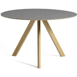 Hay CPH20 Tisch Ø120 Cm, Mit Lack Auf Wasserbasis Lackiert Eiche / Grau Linoleum