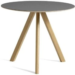Hay CPH20 Tisch Ø90 Cm, Mit Lack Auf Wasserbasis Lackiert Eiche / Grau Linoleum