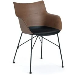 Kartell Q/Wood Stuhl, Dunkles Holz / Schwarz / Schwarz