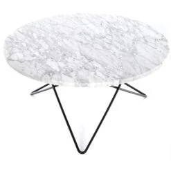 OX Denmarq O Coffee Table Ø80 Cm, Black Frame/White Matt Marble