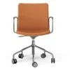 Swedese Stella Stuhl Mit Rad Verstellbar , Chrome / Cognac