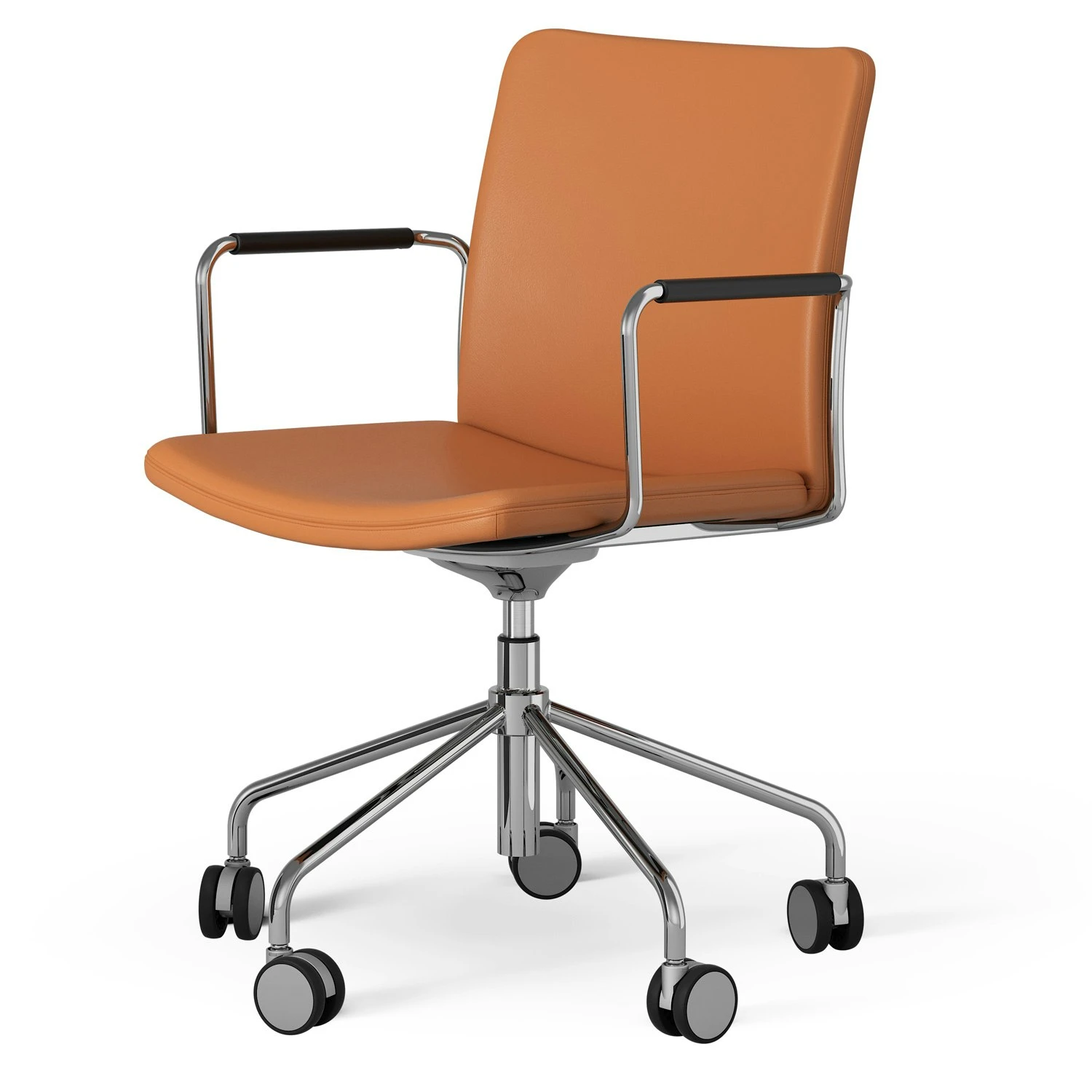 Swedese Stella Stuhl Mit Rad Verstellbar , Chrome / Cognac 2 Swedese Stella Stuhl Mit Rad Verstellbar , Chrome / Cognac – Bild 2